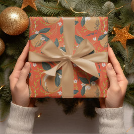 Vintage Färg Orange Sömlös Mönster Presentpapper