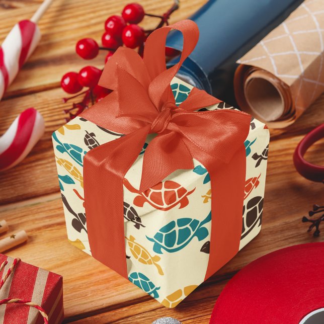 Vintage Färg Tortoise Tecknad Presentpapper (vintagecolor turtle birthday packing gift wrap,gift wrapping paper,return gift wrap paper,paper gift)