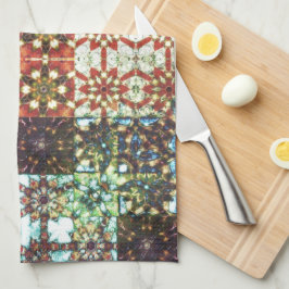 Vintage färgad ogenomskinlig kaleidoskopmosaik kökshandduk