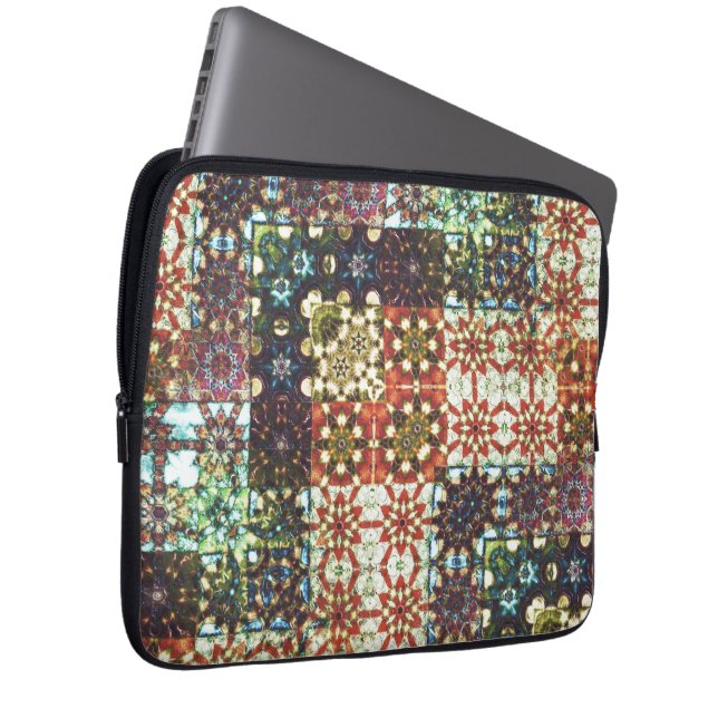 Vintage färgad ogenomskinlig kaleidoskopmosaik laptop fodral (Framsidan Höger)