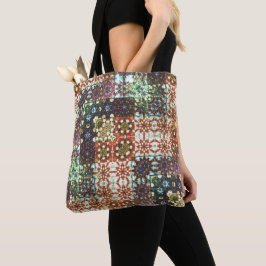 Vintage färgad ogenomskinlig kaleidoskopmosaik tygkasse