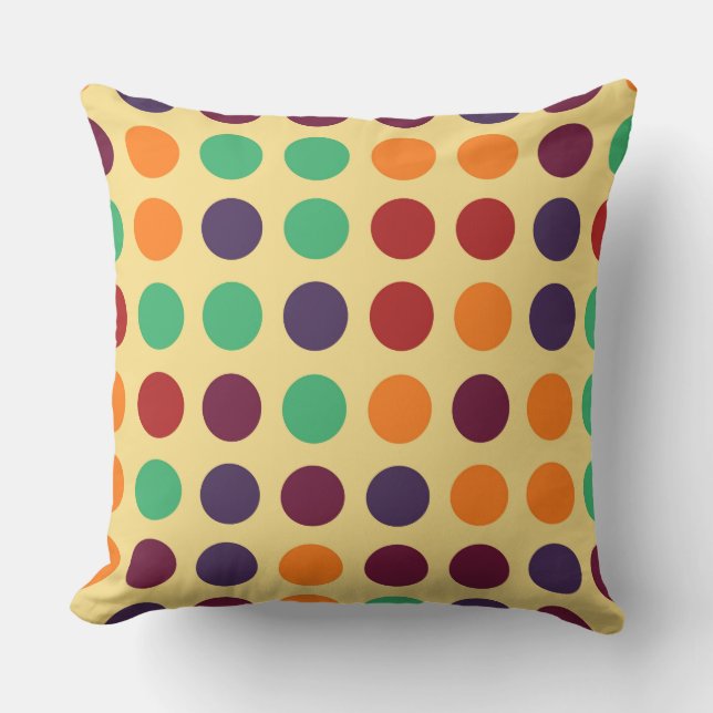 Vintage Färgad Polka Dot Mönster Kudde (Framsida)