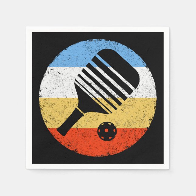 Vintage Färgad Retro Pickleball Pappersservett (Framsidan)