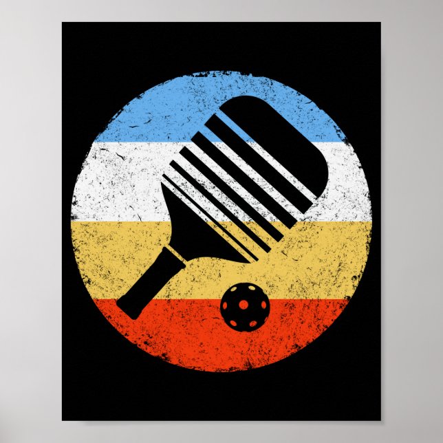 Vintage Färgad Retro Pickleball Poster (Framsidan)