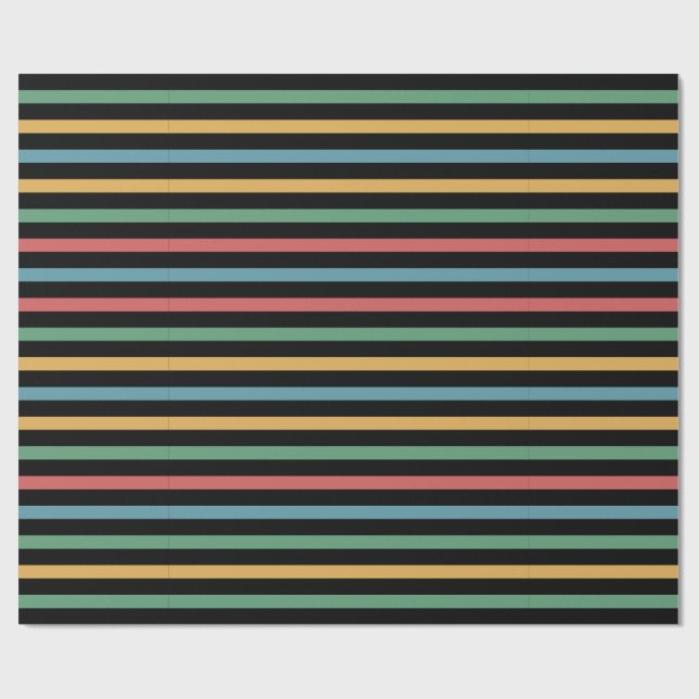 Vintage Färgad stripe Linjer Presentpapper (Platt)