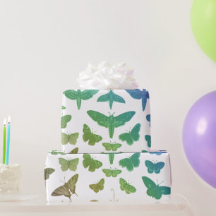 Vintage: färgade fjärilar, månar insektra presentpapper