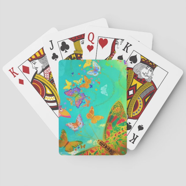 Vintage Färgämnet Butterfly Guld Glitter Vattenfär Casinokort (Baksidan)