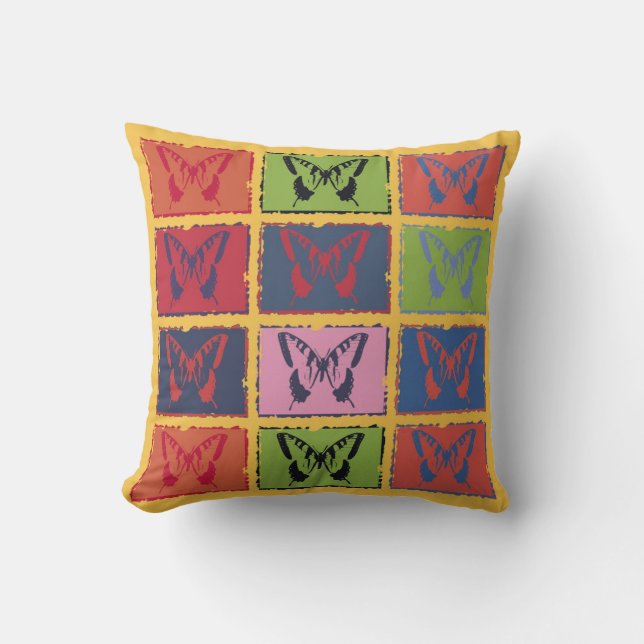 Vintage Färgat fjäril Fine Art 2 Kudde (Framsida)