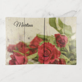 Vintage Färgat Röd ros Skriv ut 5 x 7 glas