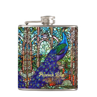 Vintage Färgbeständigt peacock-lagat glas Fickplunta