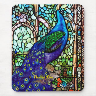 Vintage Färgbeständigt peacock-lagat glas Musmatta