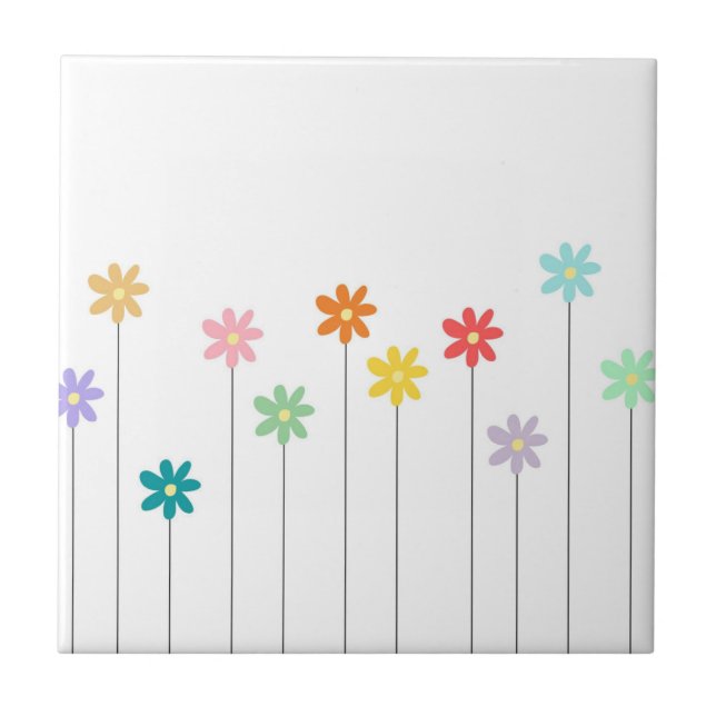 Vintage Färgblomma Kakelplatta (Framsidan)