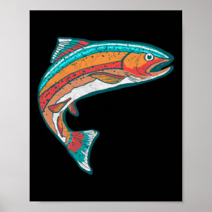 Vintage Färgfläckfiske Retro Fish Graphic Poster