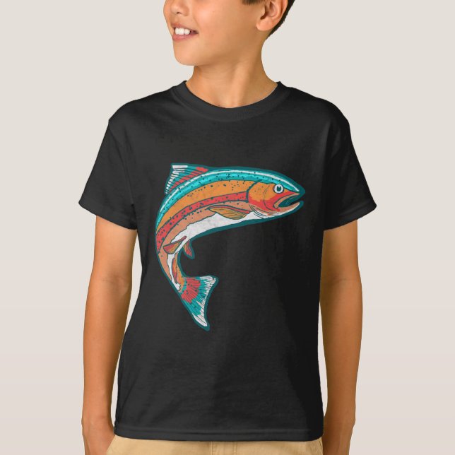 Vintage Färgfläckfiske Retro Fish Graphic T Shirt (Framsida)