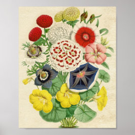 Vintage Färgfull Blommigt Bouquet Utandning Art Po Poster
