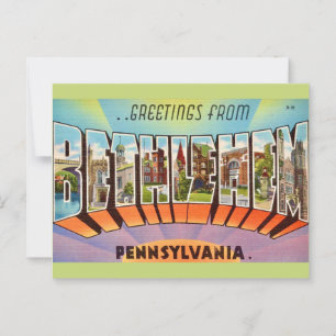 Vintage Färgglad Bethlehem PA Vykort