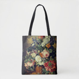 Vintage färgglad blomsterbukett tygkasse