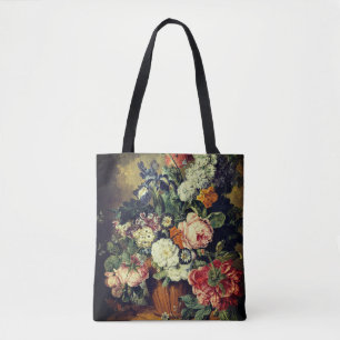 Vintage färgglad blomsterbukett tygkasse