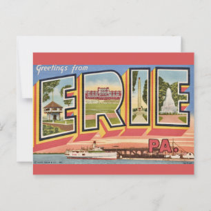 Vintage färgglad Erie PA Vykort
