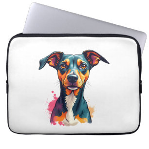 Vintage färgglad hundporträtt Pop Art-illustration Laptop Fodral