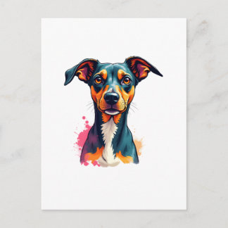 Vintage färgglad hundporträtt Pop Art-illustration Vykort