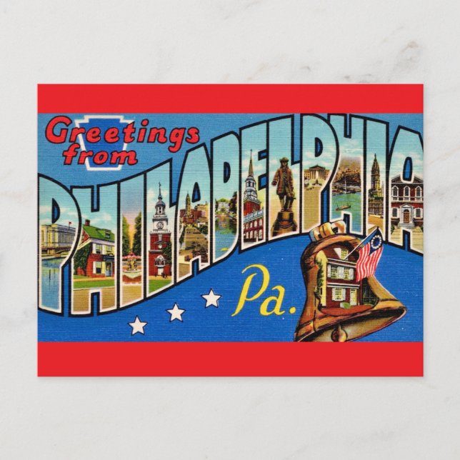 Vintage färgglad Philadelphia Vykort (Framsida)