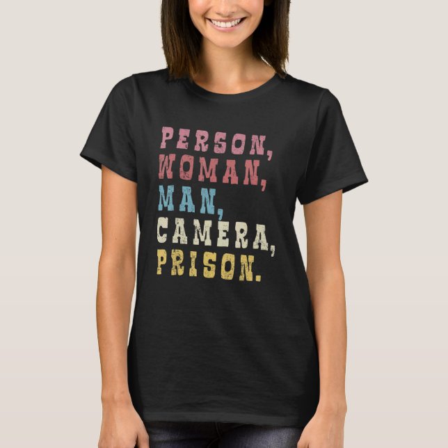 Vintage Färgglad Regnbåge Person Kvinna Man Kamera T Shirt (Framsida)