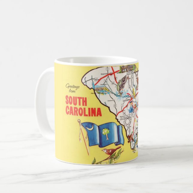 Vintage färgglad South Carolina kartkopp  Kaffemugg (Framsida vänster)