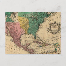 Vintage Färgglada Amerika Karta Vykort