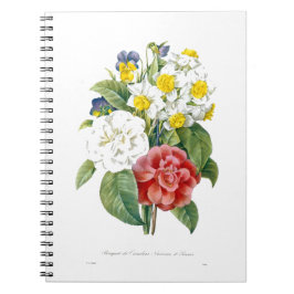 vintage färgglada botaniska blommor av Redoute. Anteckningsbok Med Spiral
