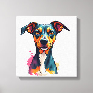 Vintage Färgglatt Hundporträtt Pop Art-illustratio Canvastryck