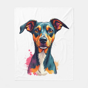 Vintage Färgglatt Hundporträtt Pop Art-illustratio Fleecefilt