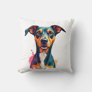 Vintage Färgglatt Hundporträtt Pop Art-illustratio Kudde