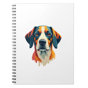 Vintage Färgglatt Hundporträtt Pop Art Stil Husdju Anteckningsbok