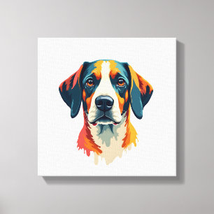 Vintage Färgglatt Hundporträtt Pop Art Stil Husdju Canvastryck