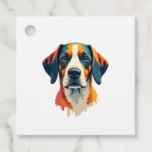 Vintage Färgglatt Hundporträtt Pop Art Stil Husdju Gåvor Etiketter