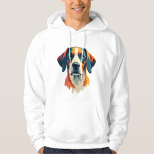 Vintage Färgglatt Hundporträtt Pop Art Stil Husdju Hoodie