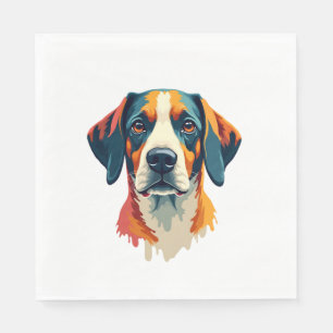 Vintage Färgglatt Hundporträtt Pop Art Stil Husdju Pappersservett