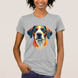 Vintage Färgglatt Hundporträtt Pop Art Stil Husdju T Shirt