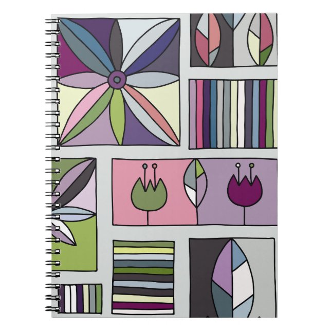 Vintage färglös, handdragen geometriskt mönster. anteckningsbok (Framsidan)