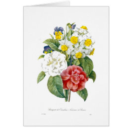 vintage färglösa botaniska blommor av Redoute. Hälsningskort