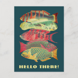 Vintage Färglöst Barrier Reef Fish Hej där Vykort