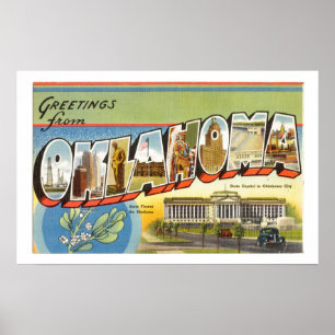 Vintage Färglöst Hälsning från Oklahoma Poster