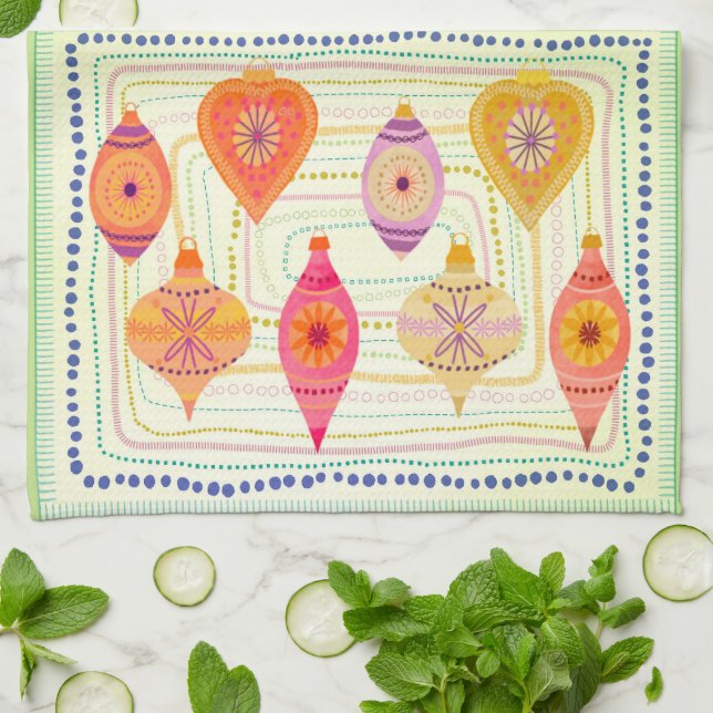 Vintage,Färglöst julprydnadsföremål Kökets Towel Kökshandduk (Vikta)