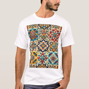 Vintage Färgplattor Mönster T Shirt