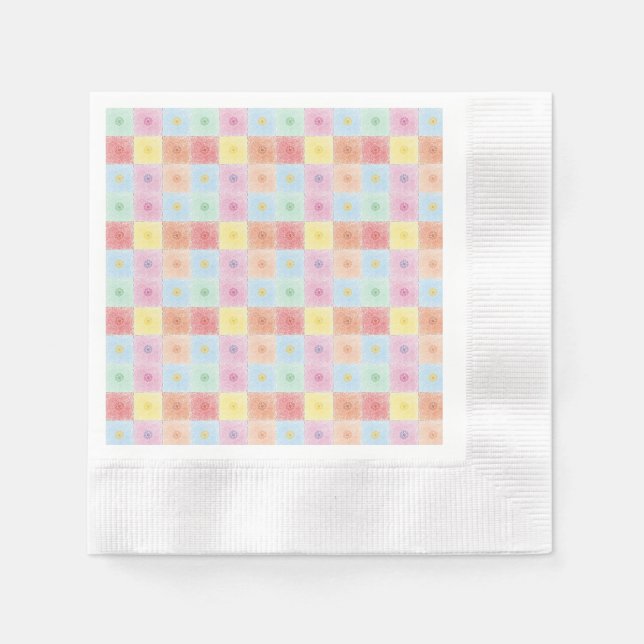 Vintage Färgrik modern blommönster Födelsedag p Pappersservett (Framsidan)