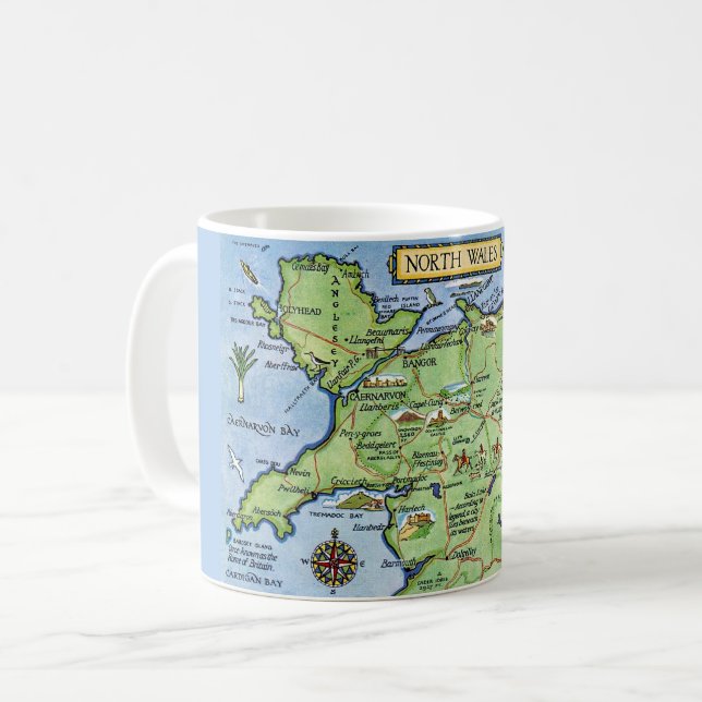 Vintage färgrik North Wales-mugg Kaffemugg (Framsida vänster)