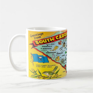Vintage färgrik Sydcarolina kartkopp Kaffemugg