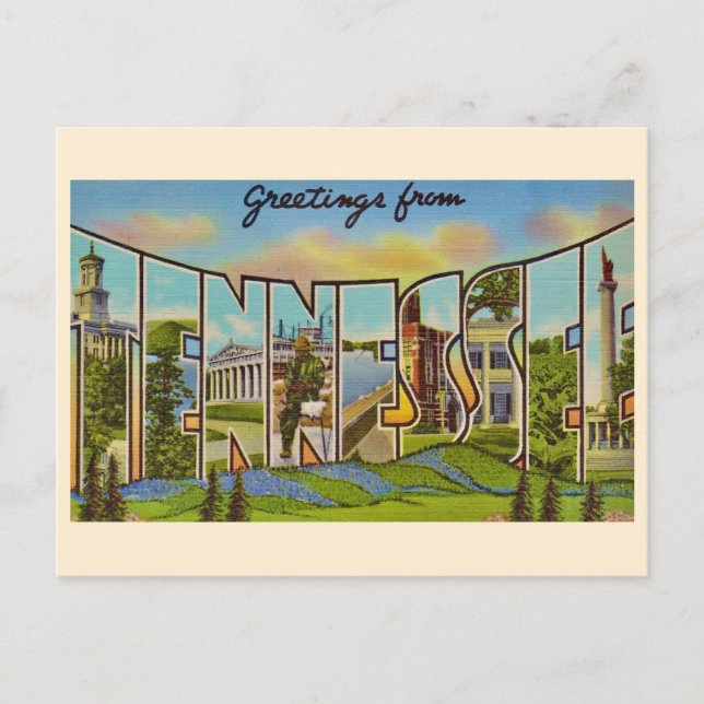 Vintage färgrik Tennessee vykort (Framsida)