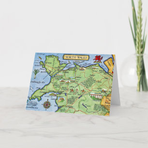 Vintage färgrik vykort från norra Wales